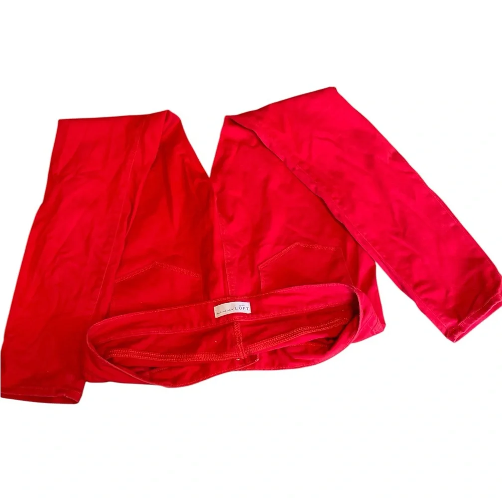 LOFT Red Stretch Leggings - Picture 3 of 6